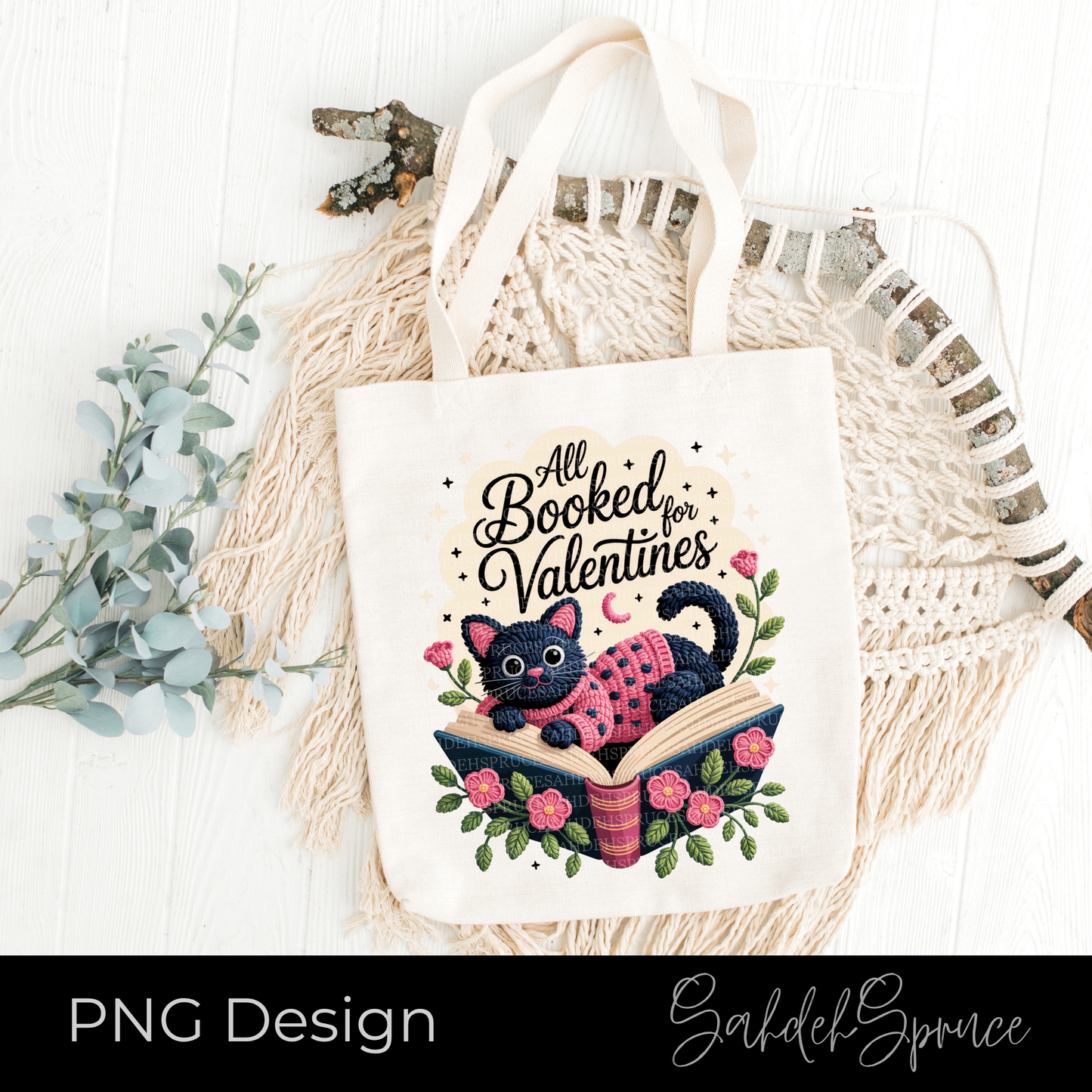 all booked for valentines png, faux crochet cat png, valentine book lover graphic, valentine cat digital download, bookish valentine png, crochet style valentine design, cat and books valentines png, reader valentines day graphic, cute crochet cat artwork, digital valentine cat file, cozy book valentine design