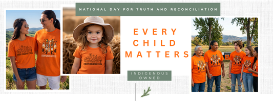 Every Child Matters shirt by Sahdeh Spruce, Indigenous-owned Canadian brand.