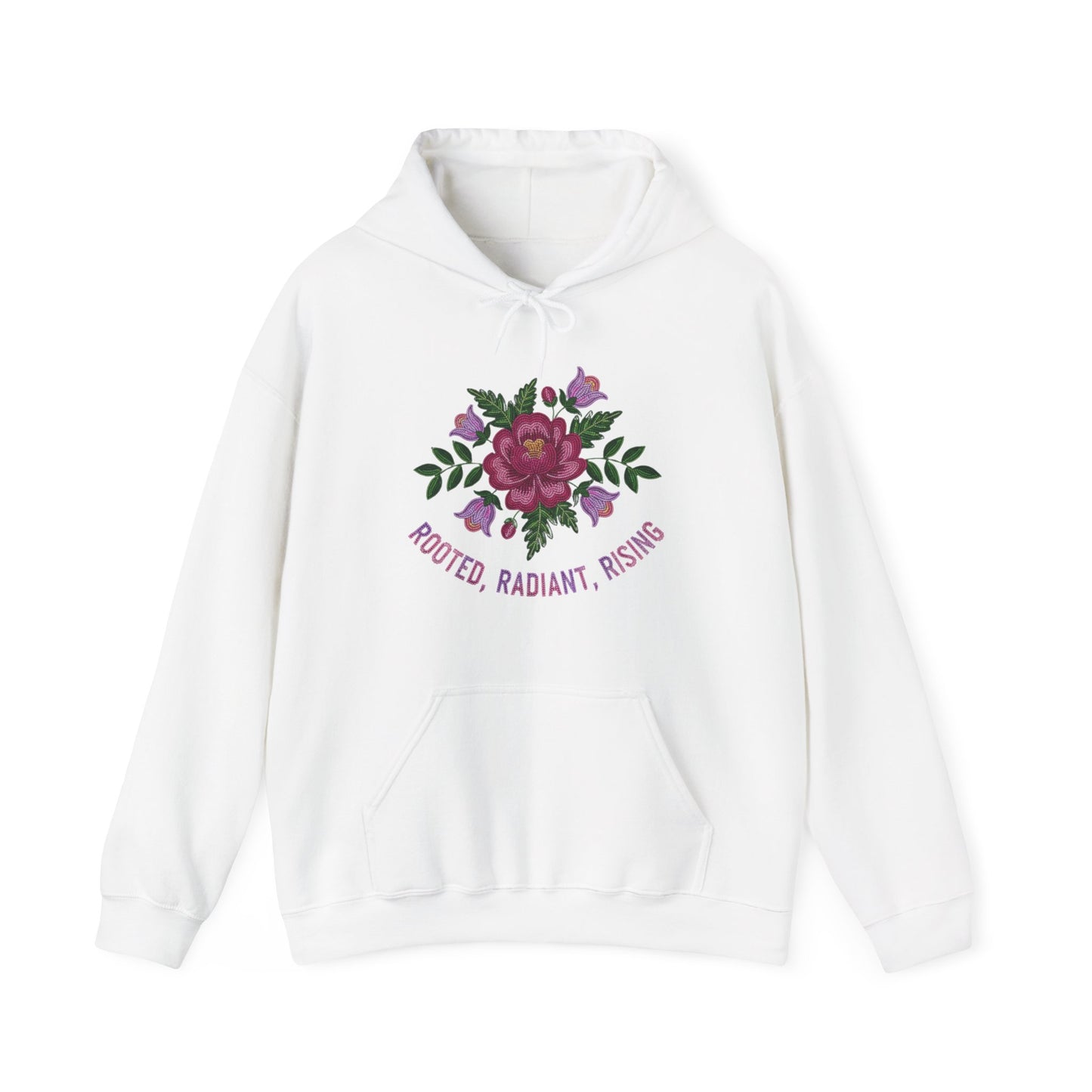Rooted Radiant Rising Indigenous Beadwork Floral Hoodie