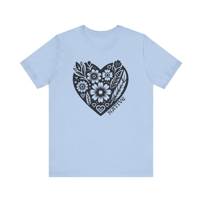 Native Heart Floral Feather Unisex T-Shirt