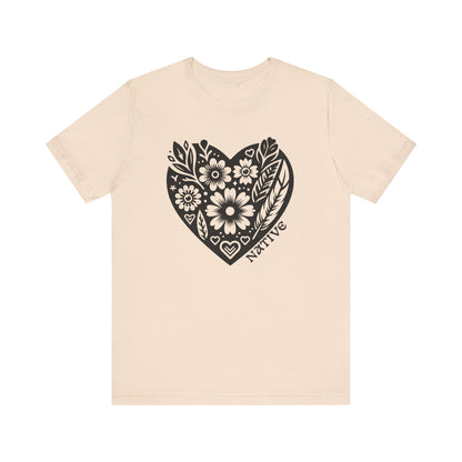 Native Heart Floral Feather Unisex T-Shirt
