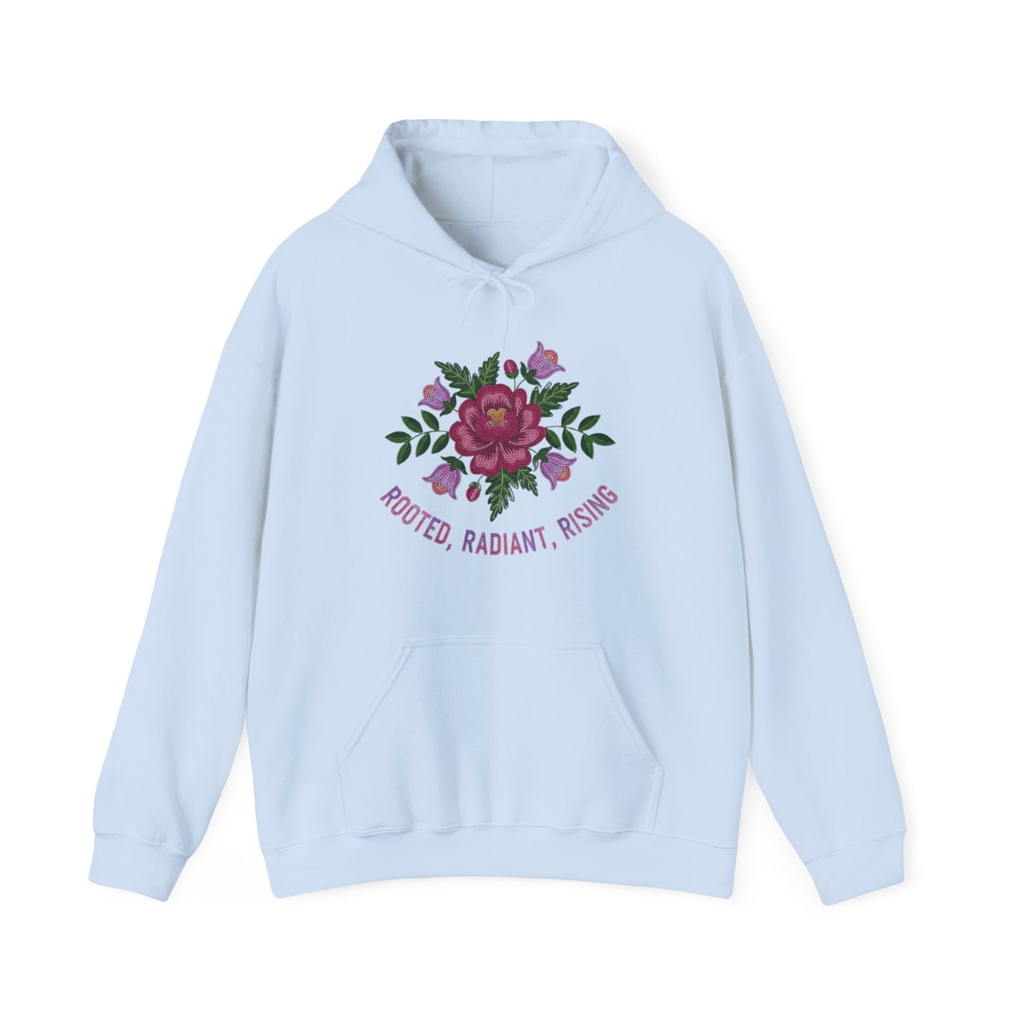 Rooted Radiant Rising Indigenous Beadwork Floral Hoodie