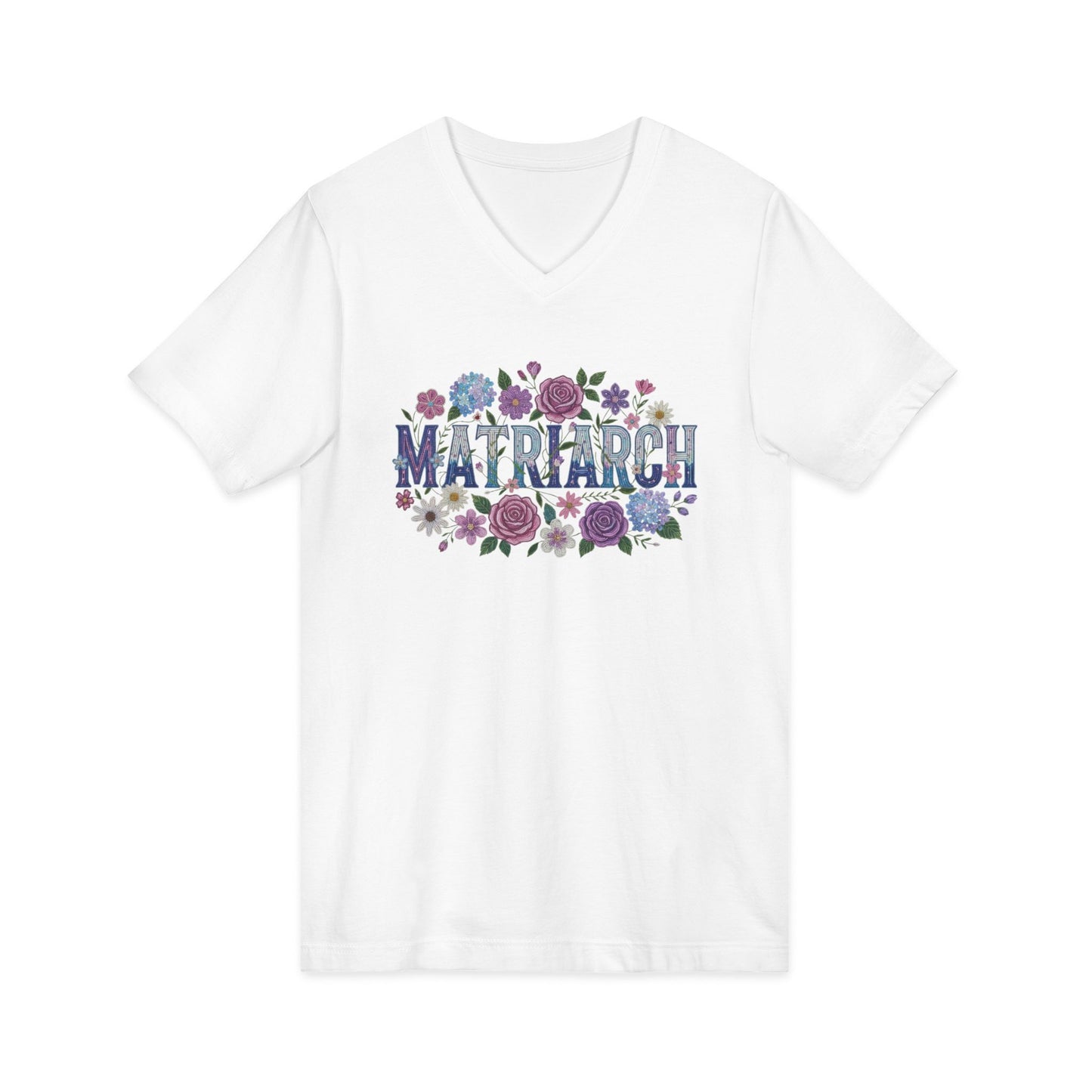 Matriarch Floral Beaded Unisex V-Neck T-Shirt