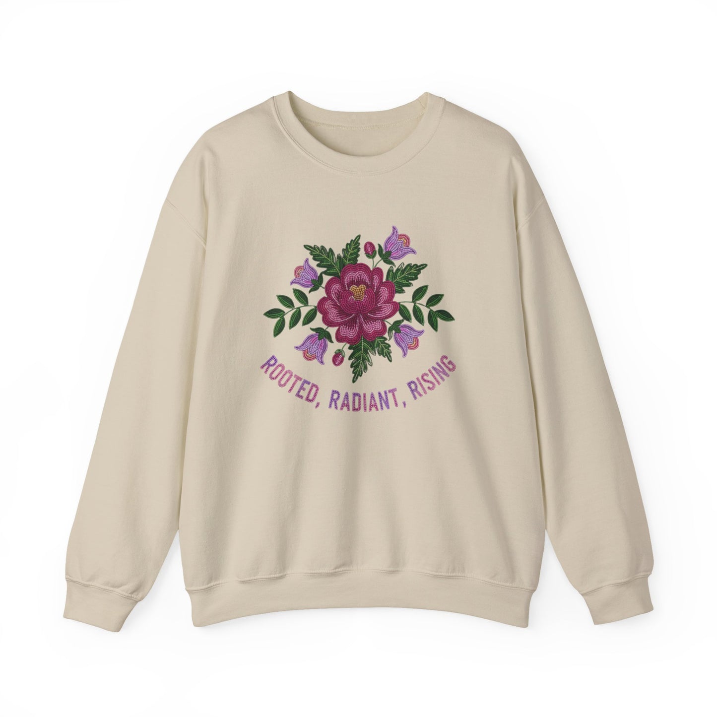 Rooted Radiant Rising Indigenous Beadwork Floral Sweatshirt