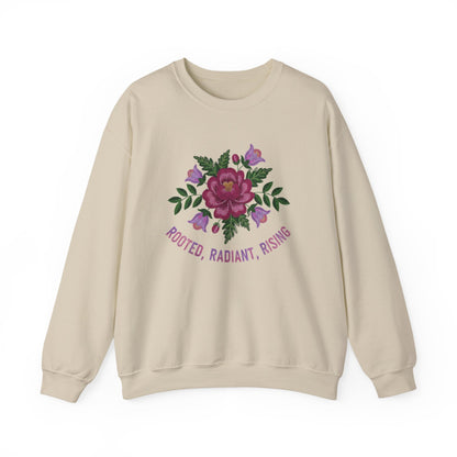 Rooted Radiant Rising Indigenous Beadwork Floral Sweatshirt
