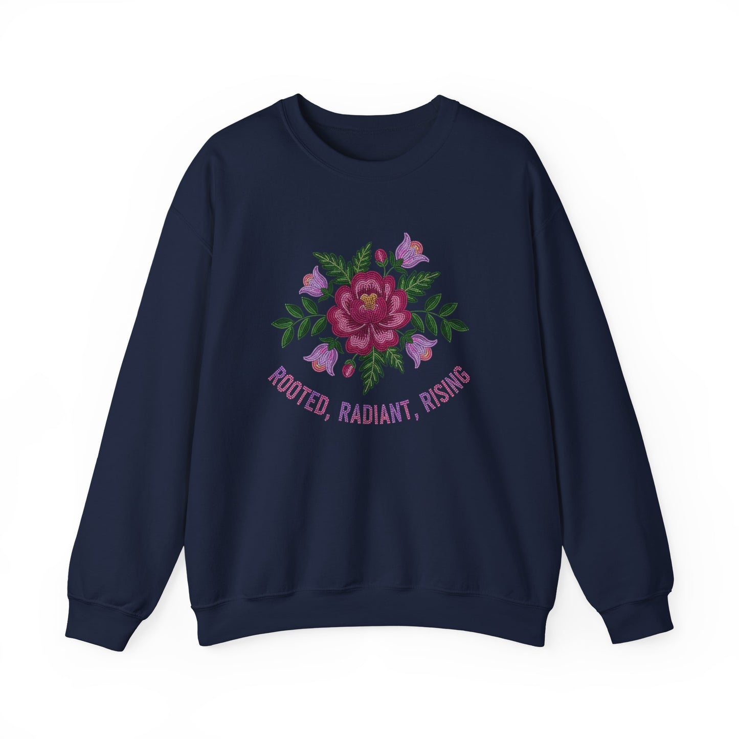 Rooted Radiant Rising Indigenous Beadwork Floral Sweatshirt