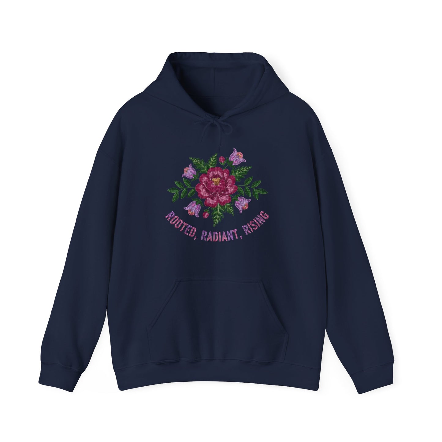 Rooted Radiant Rising Indigenous Beadwork Floral Hoodie