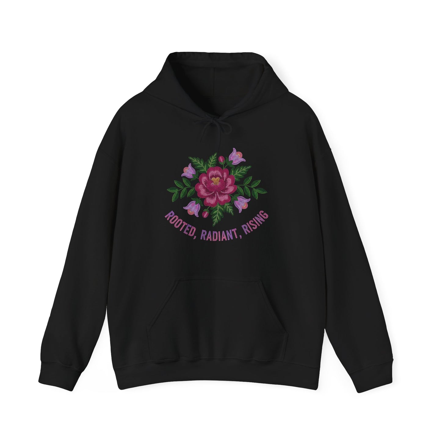 Rooted Radiant Rising Indigenous Beadwork Floral Hoodie