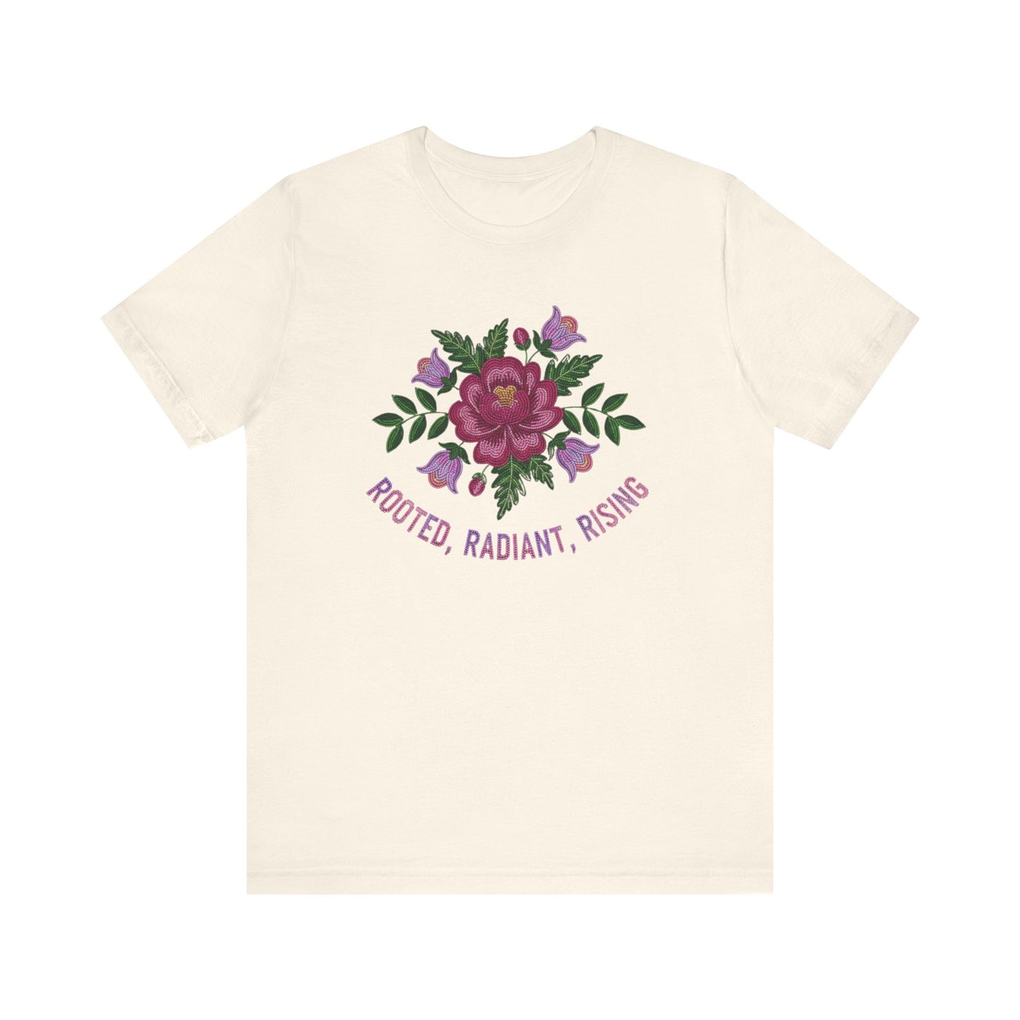 Rooted Radiant Rising Indigenous Beadwork Floral Unisex T-Shirt