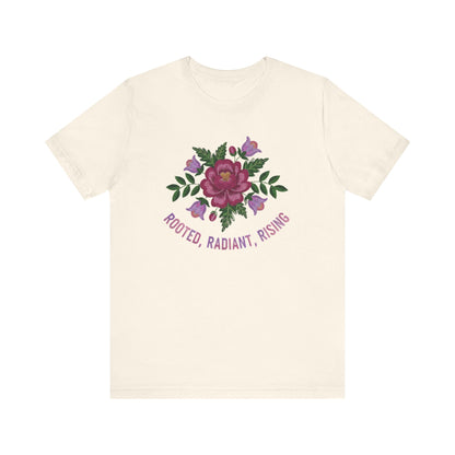 Rooted Radiant Rising Indigenous Beadwork Floral Unisex T-Shirt