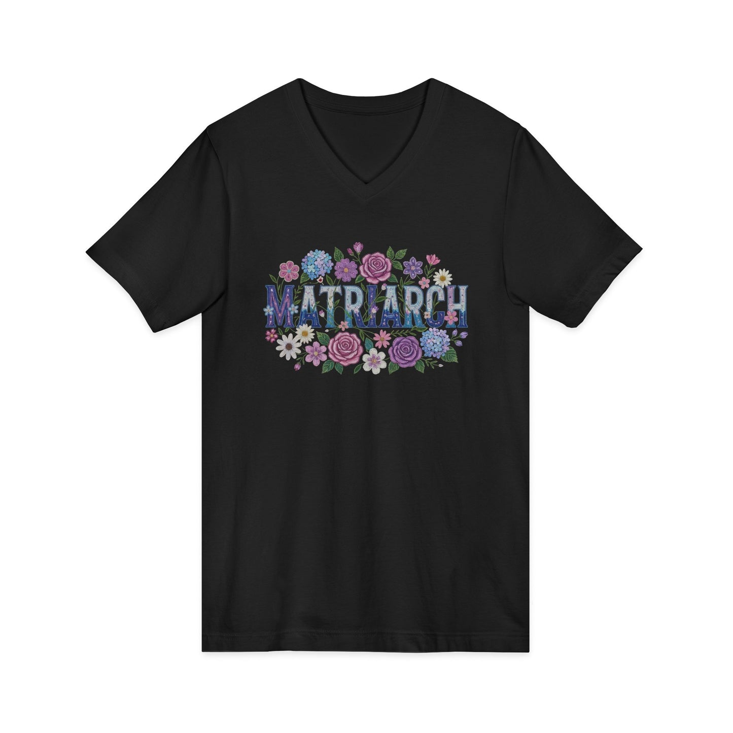 Matriarch Floral Beaded Unisex V-Neck T-Shirt