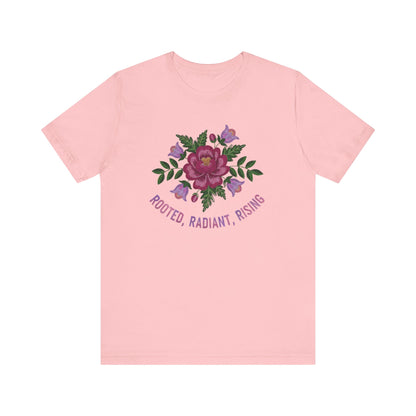 Rooted Radiant Rising Indigenous Beadwork Floral Unisex T-Shirt