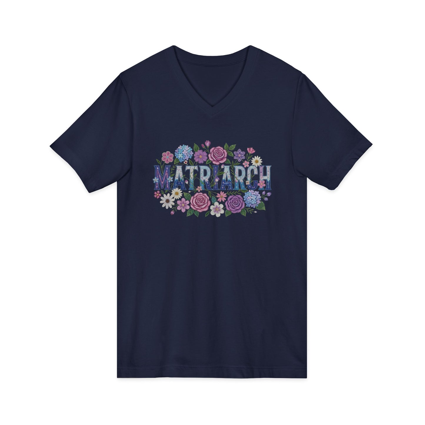 Matriarch Floral Beaded Unisex V-Neck T-Shirt