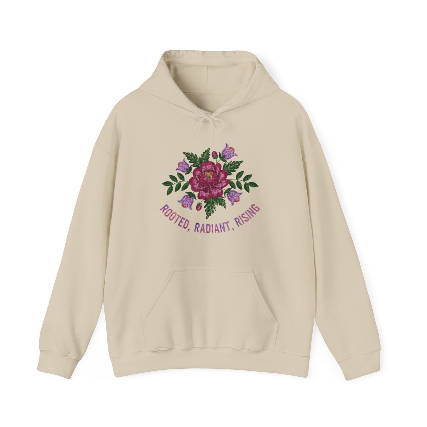 Rooted Radiant Rising Indigenous Beadwork Floral Hoodie