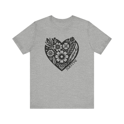 Native Heart Floral Feather Unisex T-Shirt