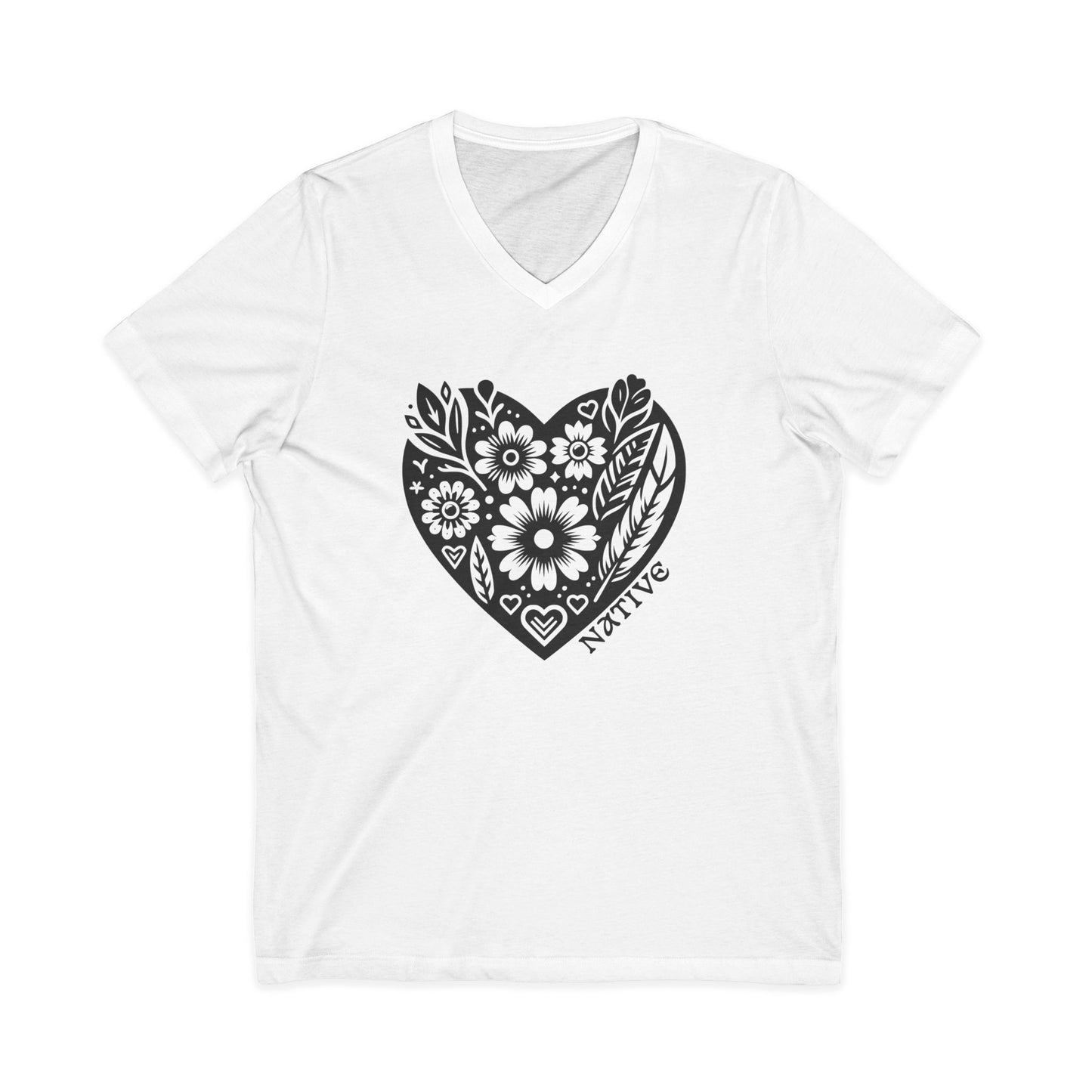 Native Heart Floral Unisex V-Neck T-Shirt