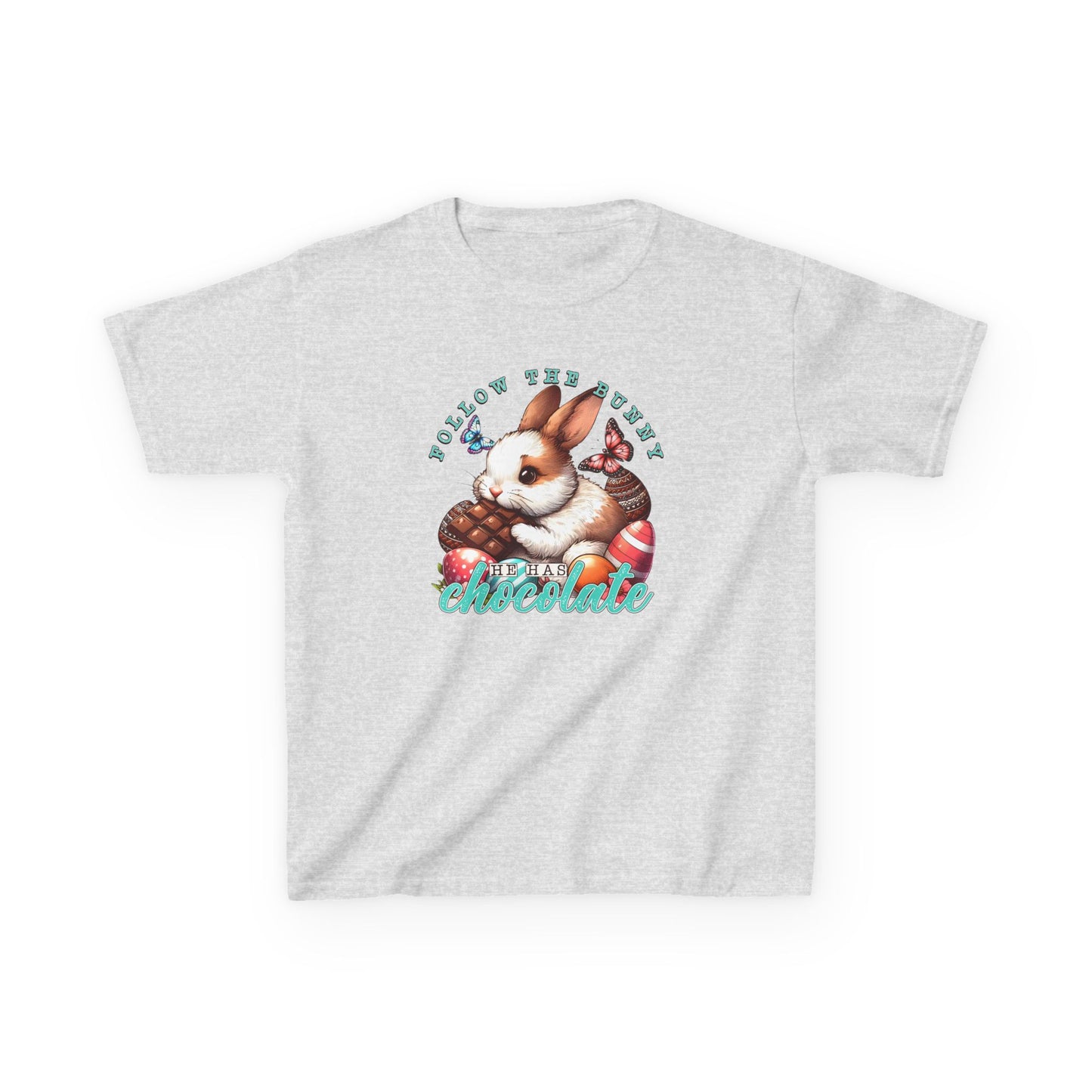 Follow The Bunny He Has Chocolate Kids T-Shirt