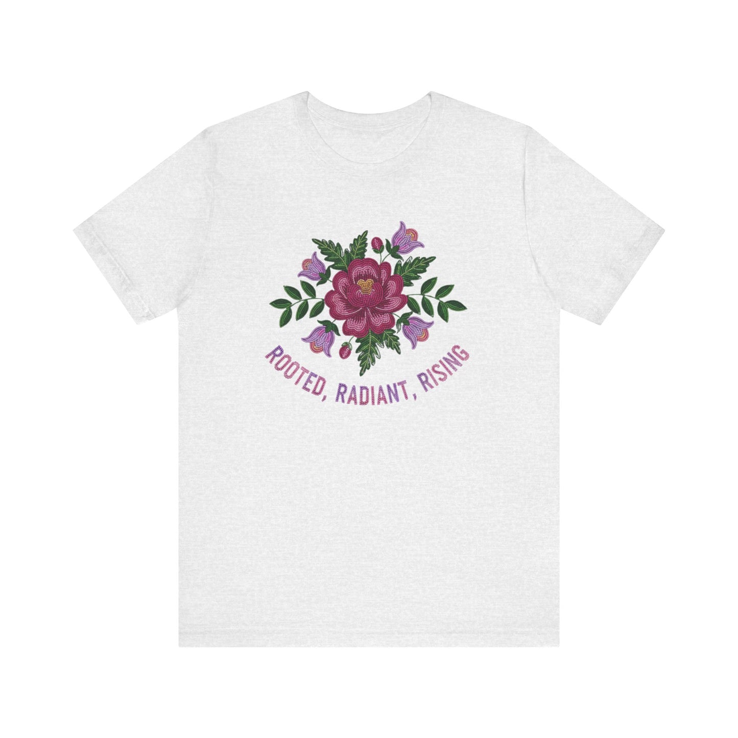 Rooted Radiant Rising Indigenous Beadwork Floral Unisex T-Shirt