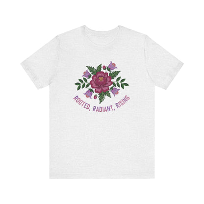Rooted Radiant Rising Indigenous Beadwork Floral Unisex T-Shirt