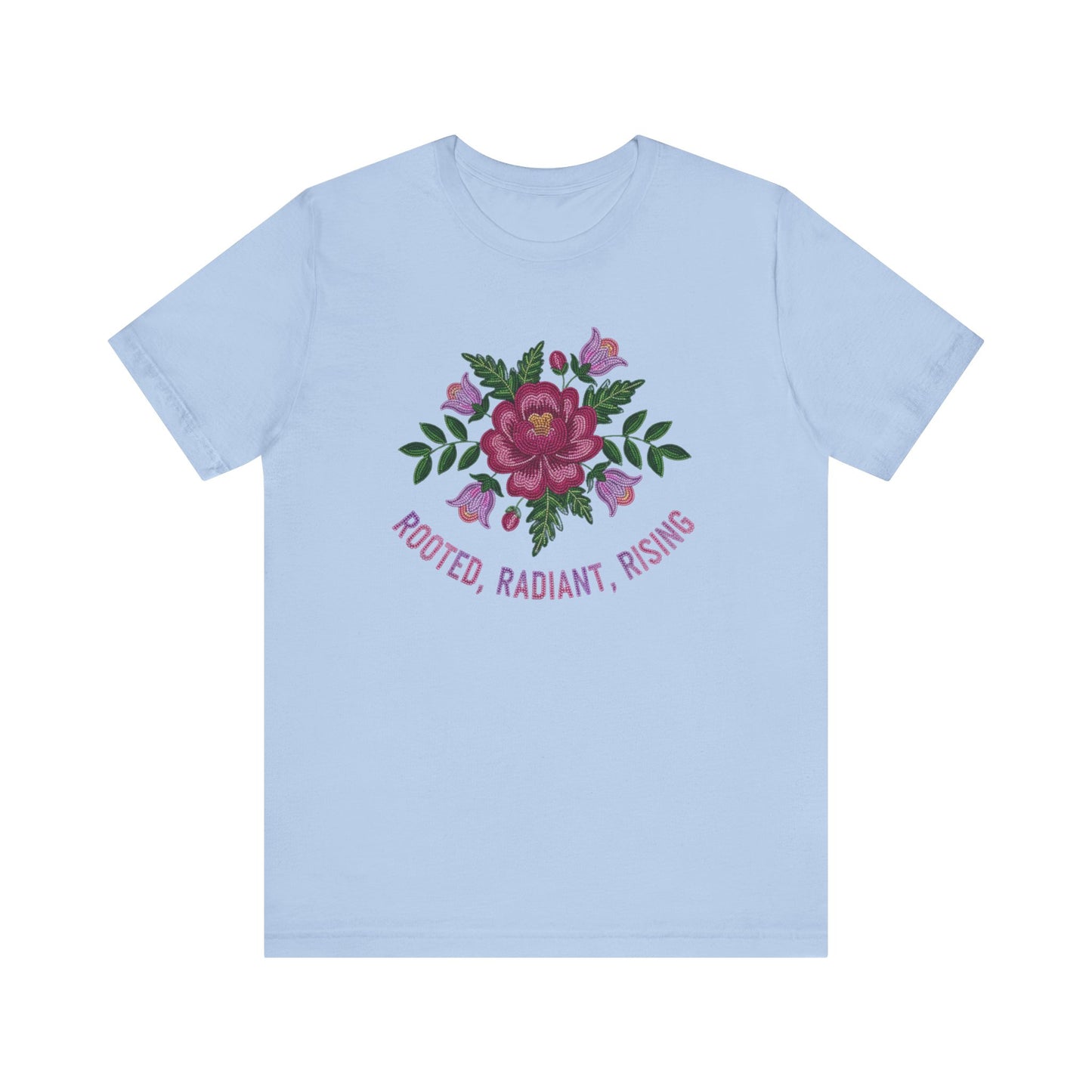 Rooted Radiant Rising Indigenous Beadwork Floral Unisex T-Shirt
