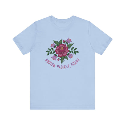 Rooted Radiant Rising Indigenous Beadwork Floral Unisex T-Shirt