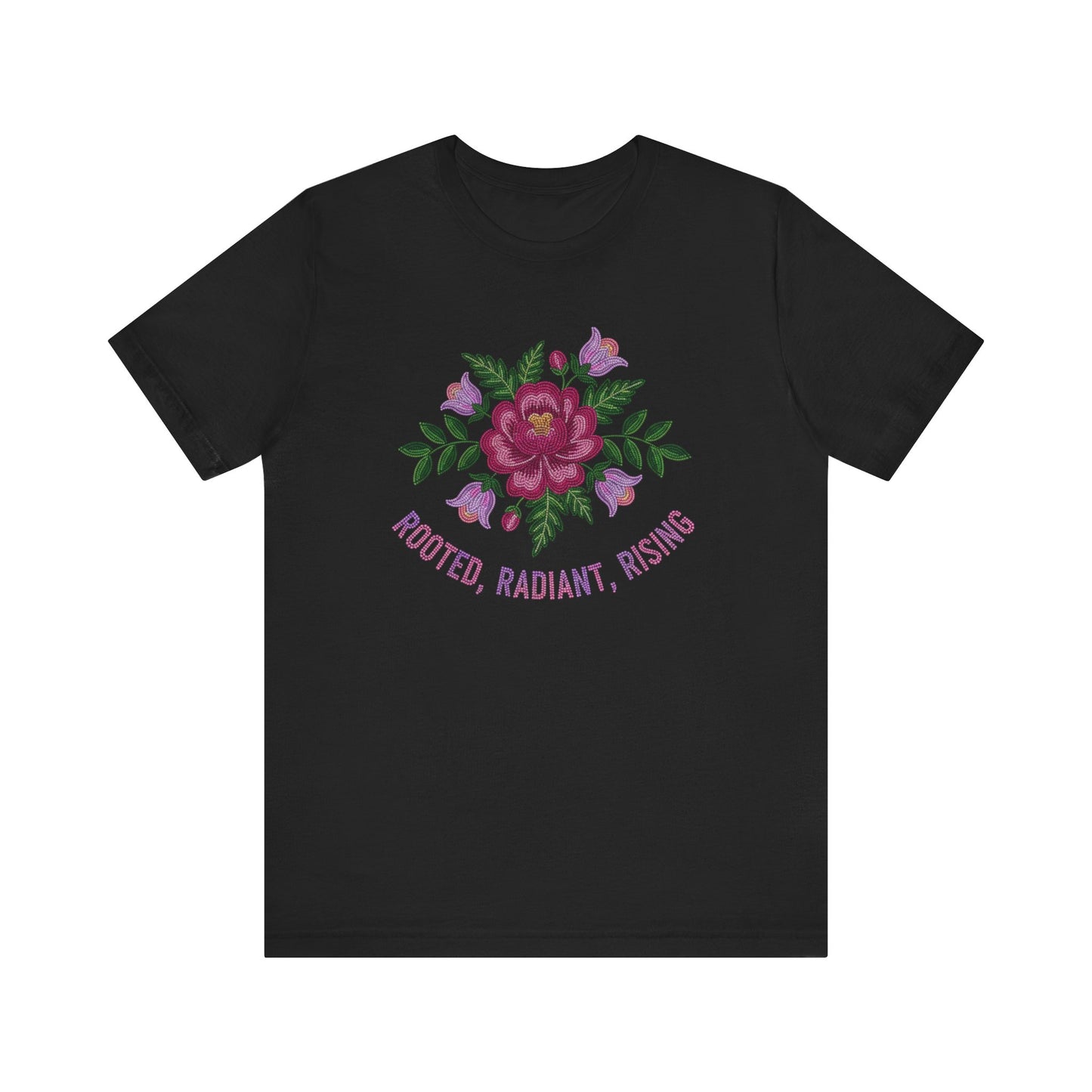 Rooted Radiant Rising Indigenous Beadwork Floral Unisex T-Shirt