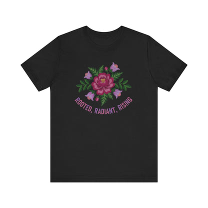 Rooted Radiant Rising Indigenous Beadwork Floral Unisex T-Shirt