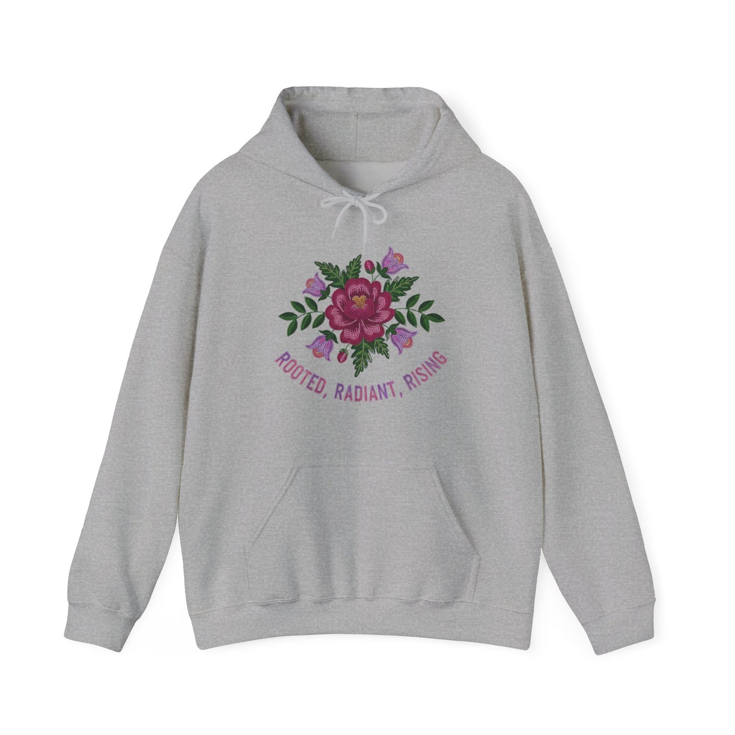 Rooted Radiant Rising Indigenous Beadwork Floral Hoodie