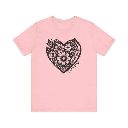 Native Heart Floral Feather Unisex T-Shirt