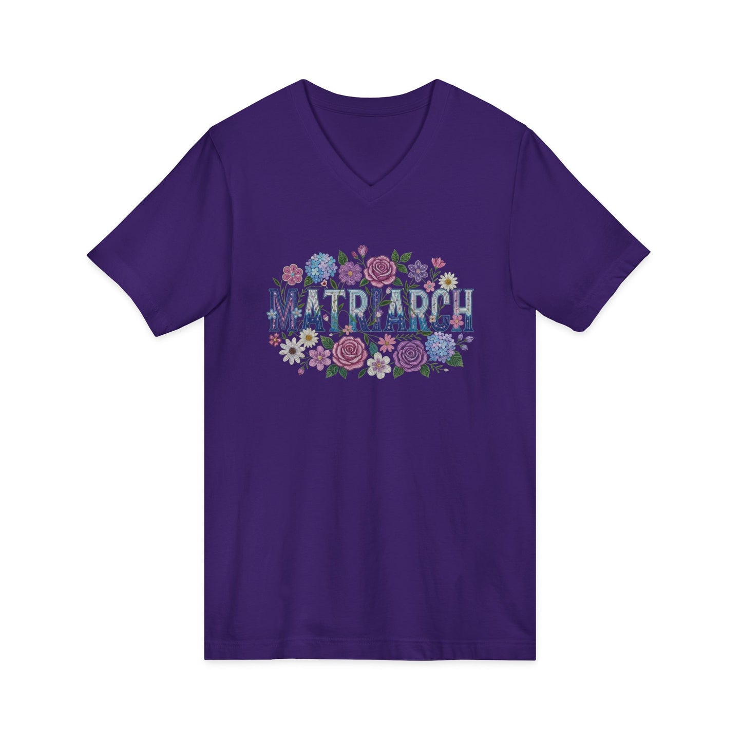 Matriarch Floral Beaded Unisex V-Neck T-Shirt