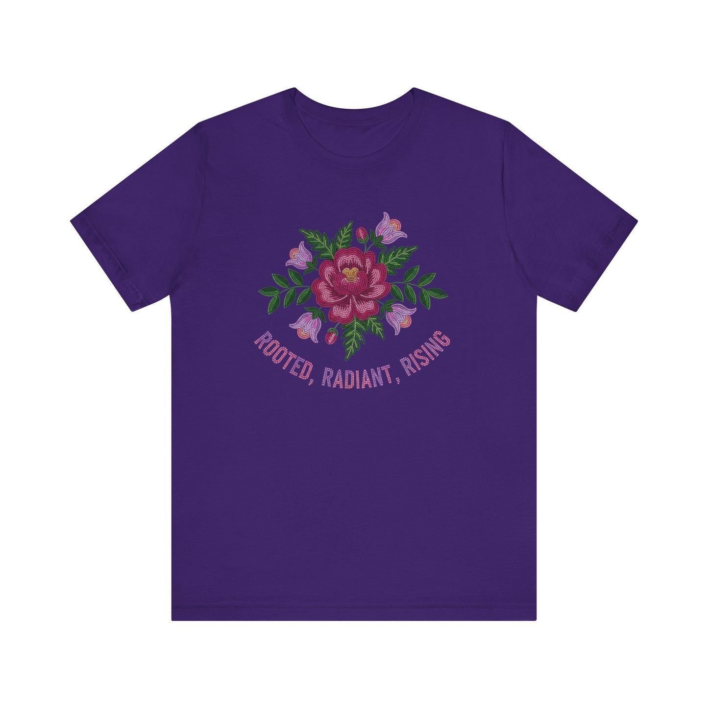 Rooted Radiant Rising Indigenous Beadwork Floral Unisex T-Shirt