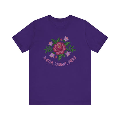 Rooted Radiant Rising Indigenous Beadwork Floral Unisex T-Shirt