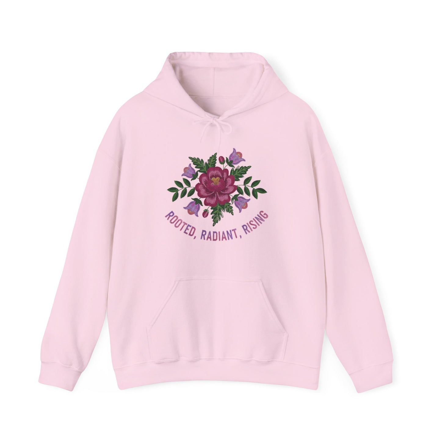 Rooted Radiant Rising Indigenous Beadwork Floral Hoodie