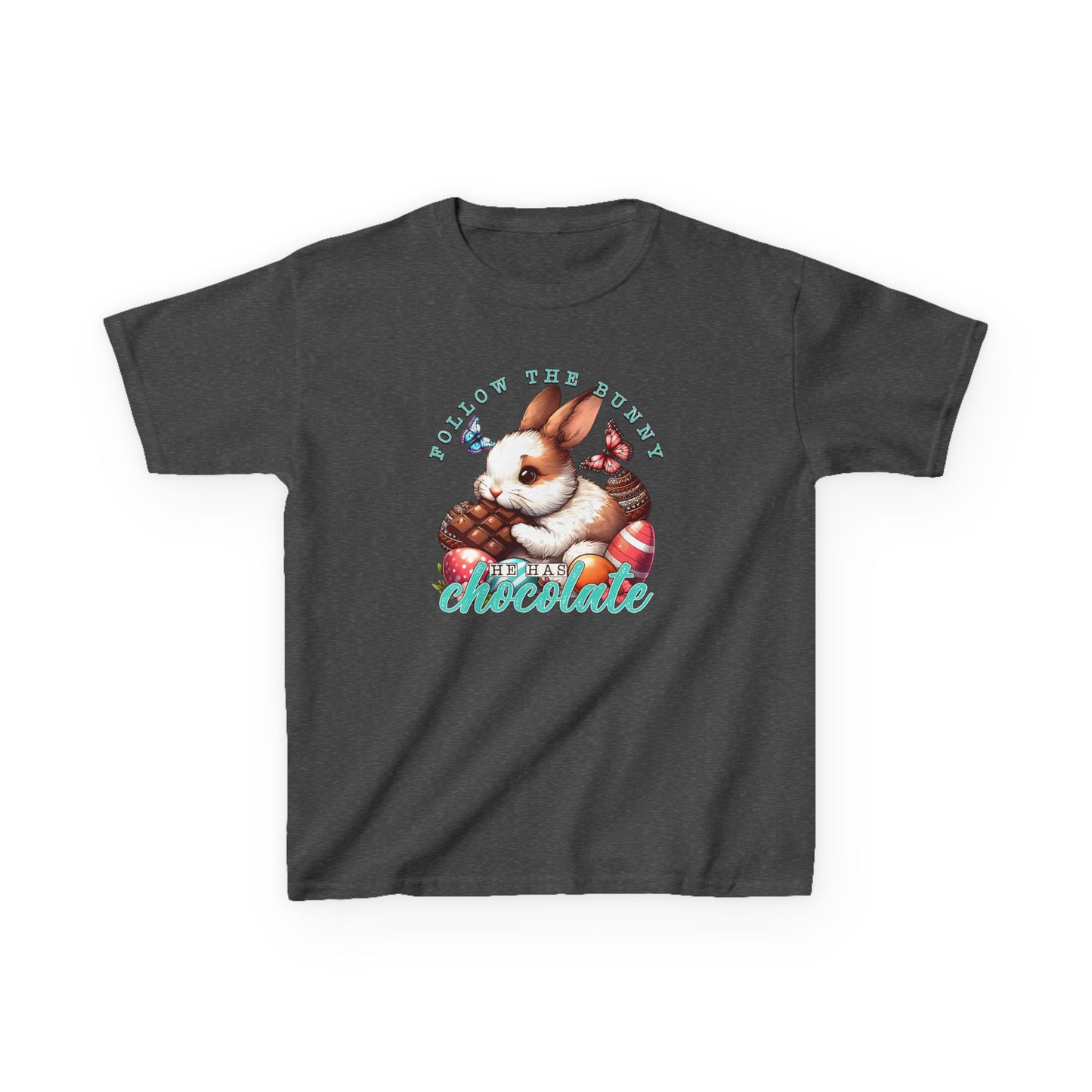 Follow The Bunny He Has Chocolate Kids T-Shirt