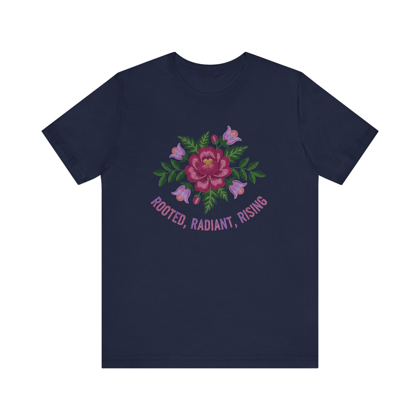 Rooted Radiant Rising Indigenous Beadwork Floral Unisex T-Shirt