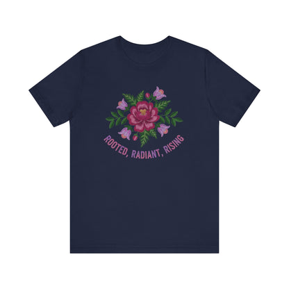 Rooted Radiant Rising Indigenous Beadwork Floral Unisex T-Shirt