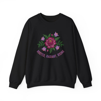 Rooted Radiant Rising Indigenous Beadwork Floral Sweatshirt