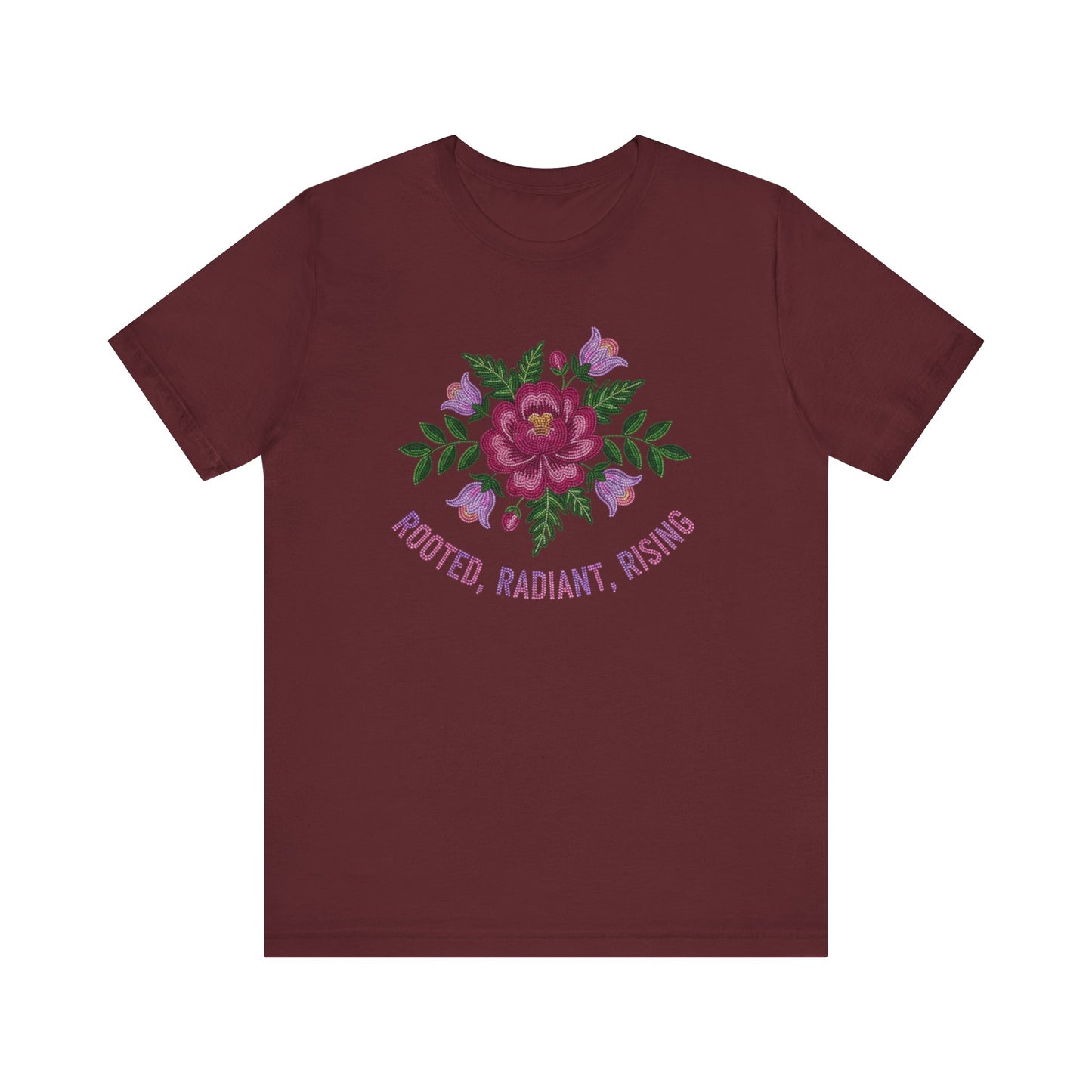 Rooted Radiant Rising Indigenous Beadwork Floral Unisex T-Shirt