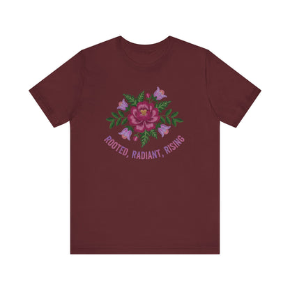 Rooted Radiant Rising Indigenous Beadwork Floral Unisex T-Shirt