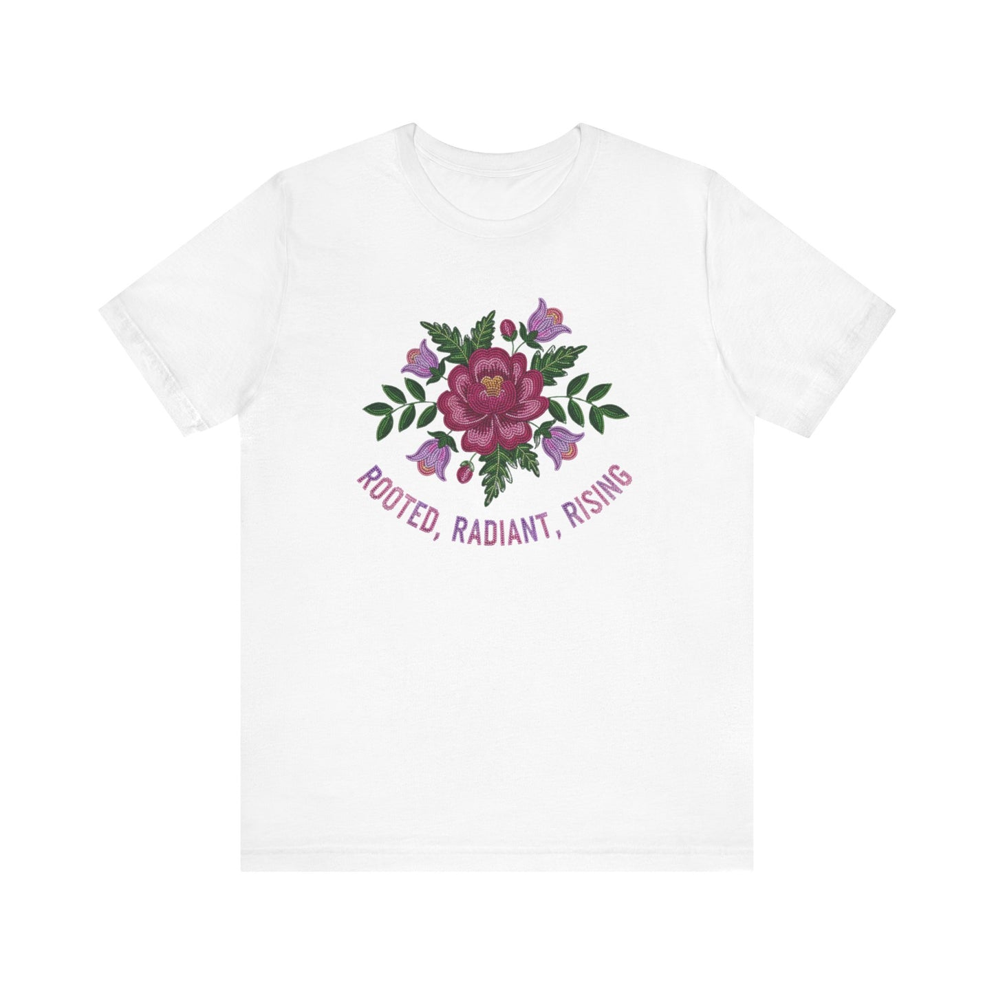 Rooted Radiant Rising Indigenous Beadwork Floral Unisex T-Shirt