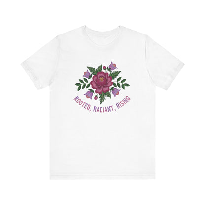 Rooted Radiant Rising Indigenous Beadwork Floral Unisex T-Shirt