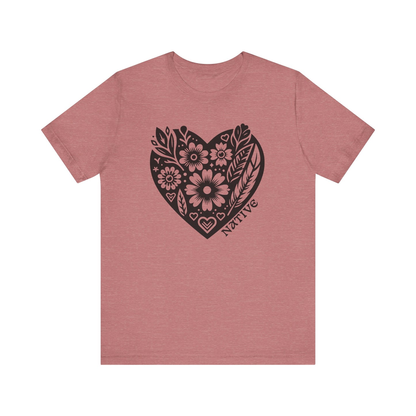 Native Heart Floral Feather Unisex T-Shirt