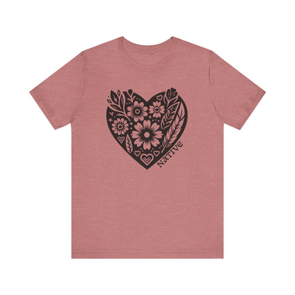 Native Heart Floral Feather Unisex T-Shirt