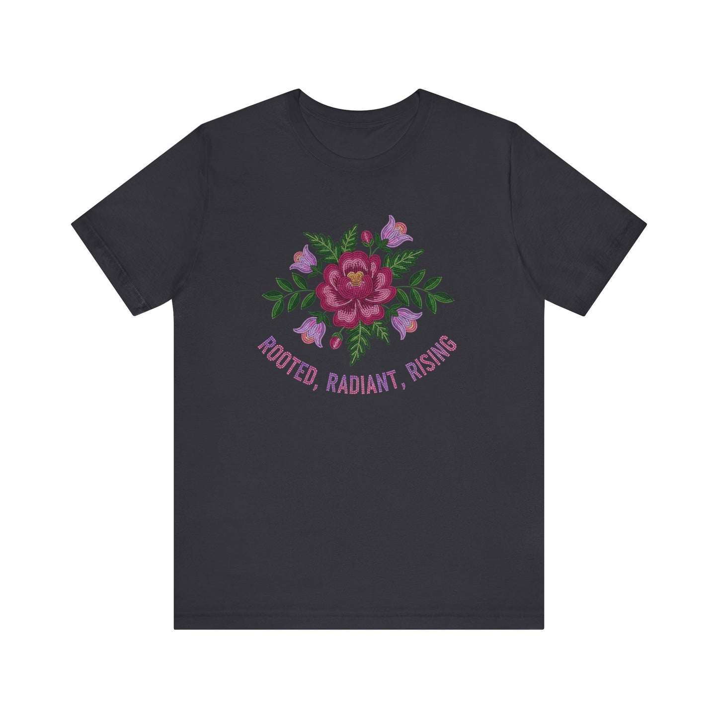 Rooted Radiant Rising Indigenous Beadwork Floral Unisex T-Shirt