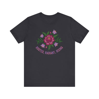 Rooted Radiant Rising Indigenous Beadwork Floral Unisex T-Shirt
