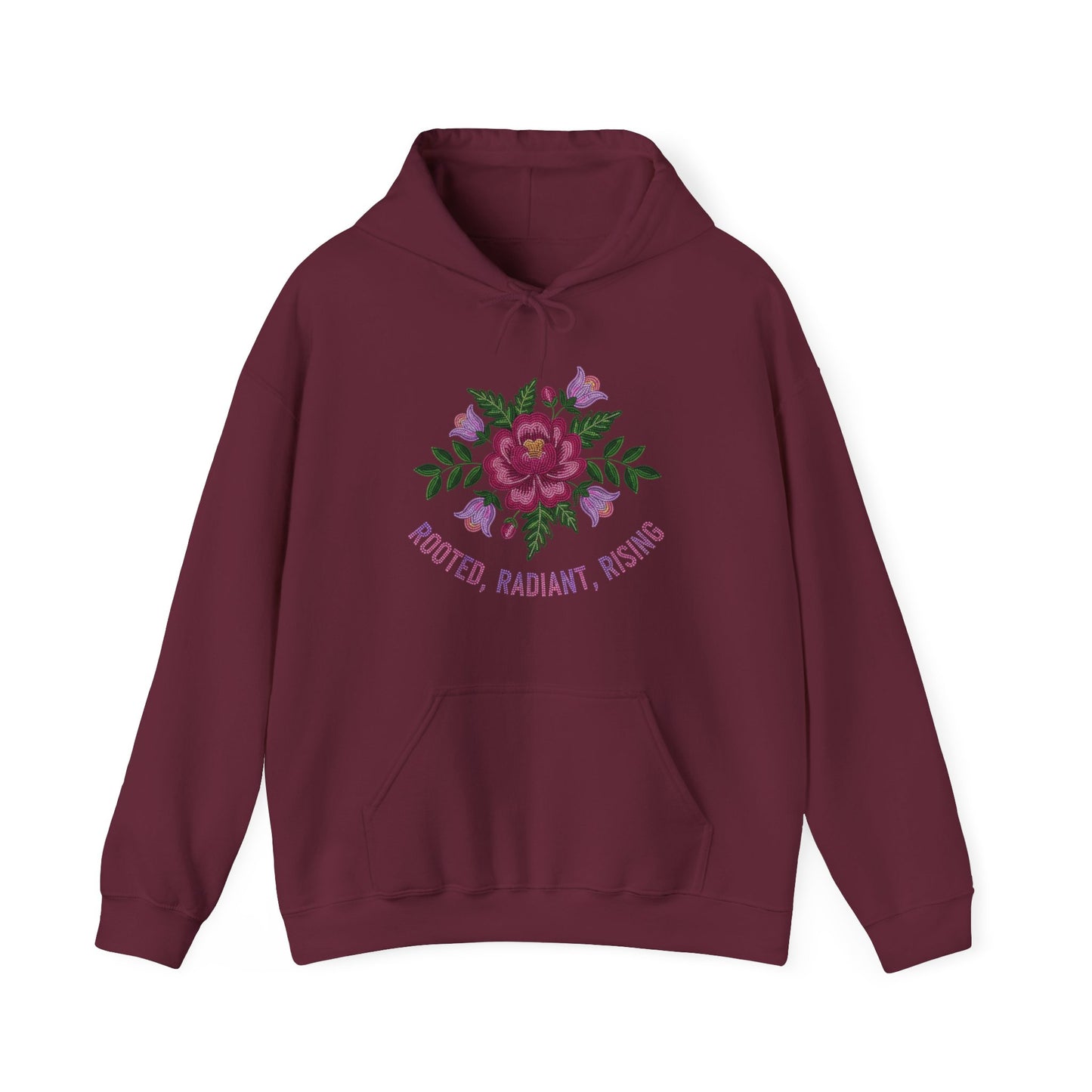 Rooted Radiant Rising Indigenous Beadwork Floral Hoodie