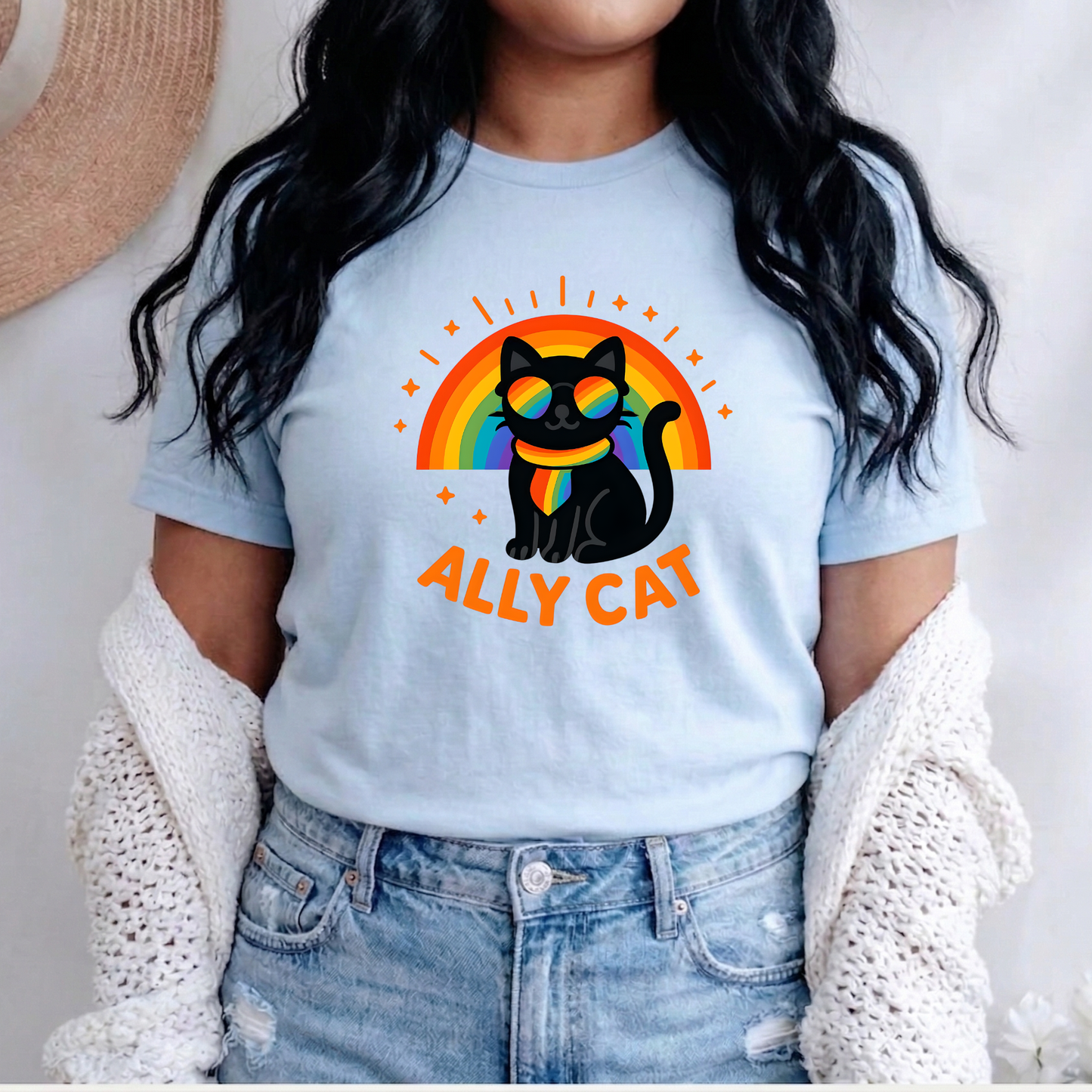 ally cat shirt, pride cat tee, lgbtq ally shirt, rainbow cat shirt, funny pride tee, cat lover pride shirt, pride apparel, ally rainbow shirt, inclusive apparel, rainbow graphic tee, lgbtq support shirt, unisex pride shirt, retro rainbow tee, cute cat graphic tee, pride month apparel