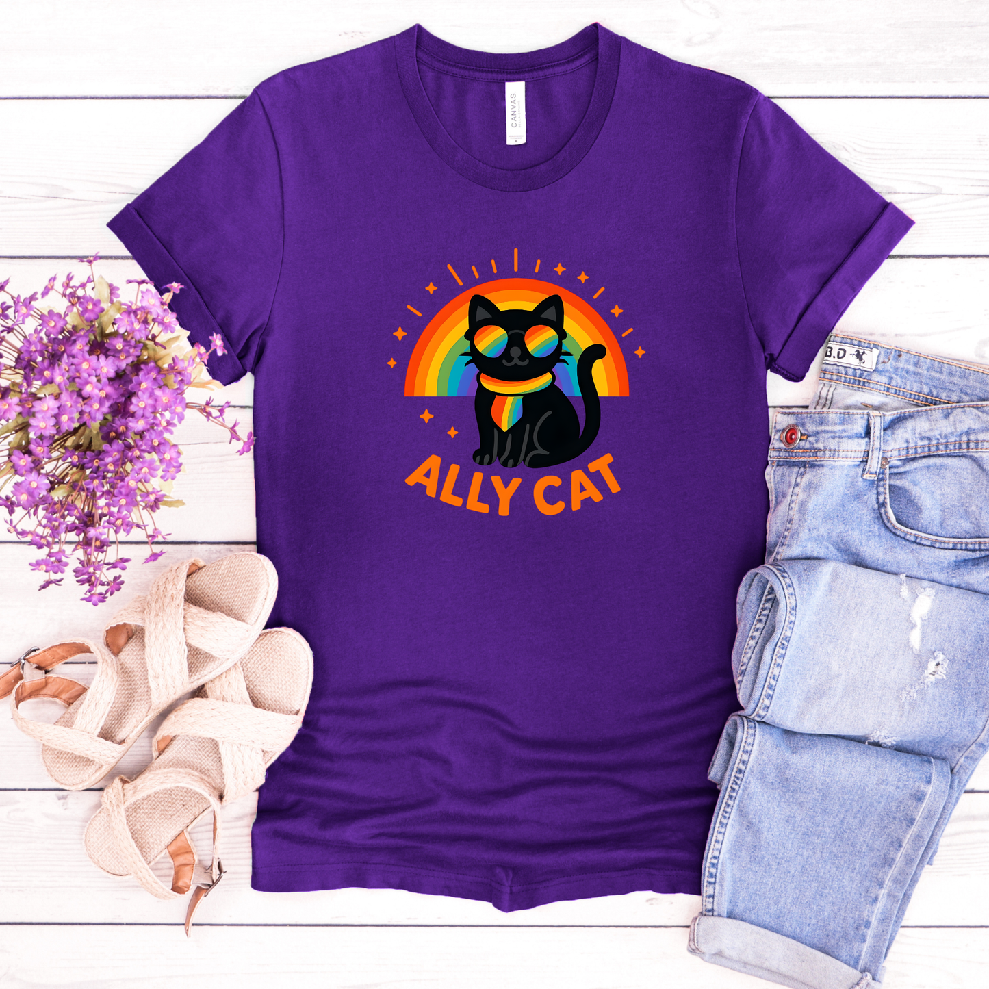 ally cat shirt, pride cat tee, lgbtq ally shirt, rainbow cat shirt, funny pride tee, cat lover pride shirt, pride apparel, ally rainbow shirt, inclusive apparel, rainbow graphic tee, lgbtq support shirt, unisex pride shirt, retro rainbow tee, cute cat graphic tee, pride month apparel