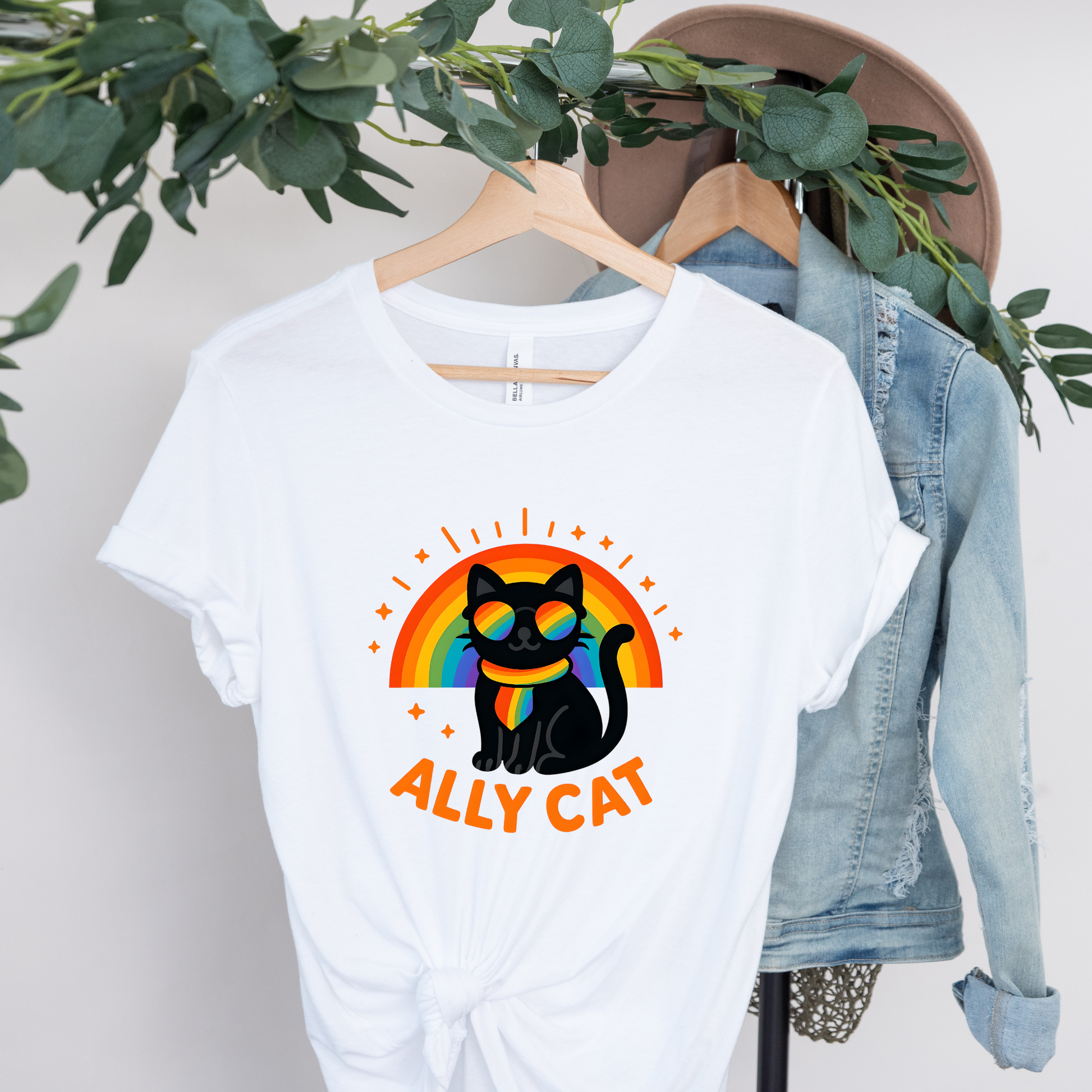 ally cat shirt, pride cat tee, lgbtq ally shirt, rainbow cat shirt, funny pride tee, cat lover pride shirt, pride apparel, ally rainbow shirt, inclusive apparel, rainbow graphic tee, lgbtq support shirt, unisex pride shirt, retro rainbow tee, cute cat graphic tee, pride month apparel
