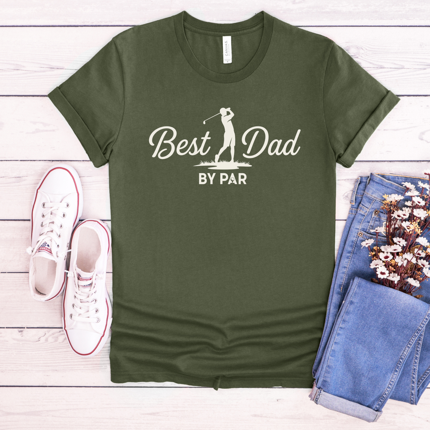 Best Dad By Par shirt with golf silhouette and funny pun text on a unisex tee. best dad by par, golf dad shirt, funny dad shirt, father gift tee, golf lover shirt, unisex graphic tee, dad pun shirt, Father’s Day shirt, sporty dad apparel, golf graphic tee, humorous t shirt, dad appreciation gift, golf themed shirt, everyday casual tee, best dad shirt